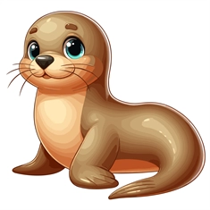 Under the Sea Theme Sea Lion Transparent Sticker